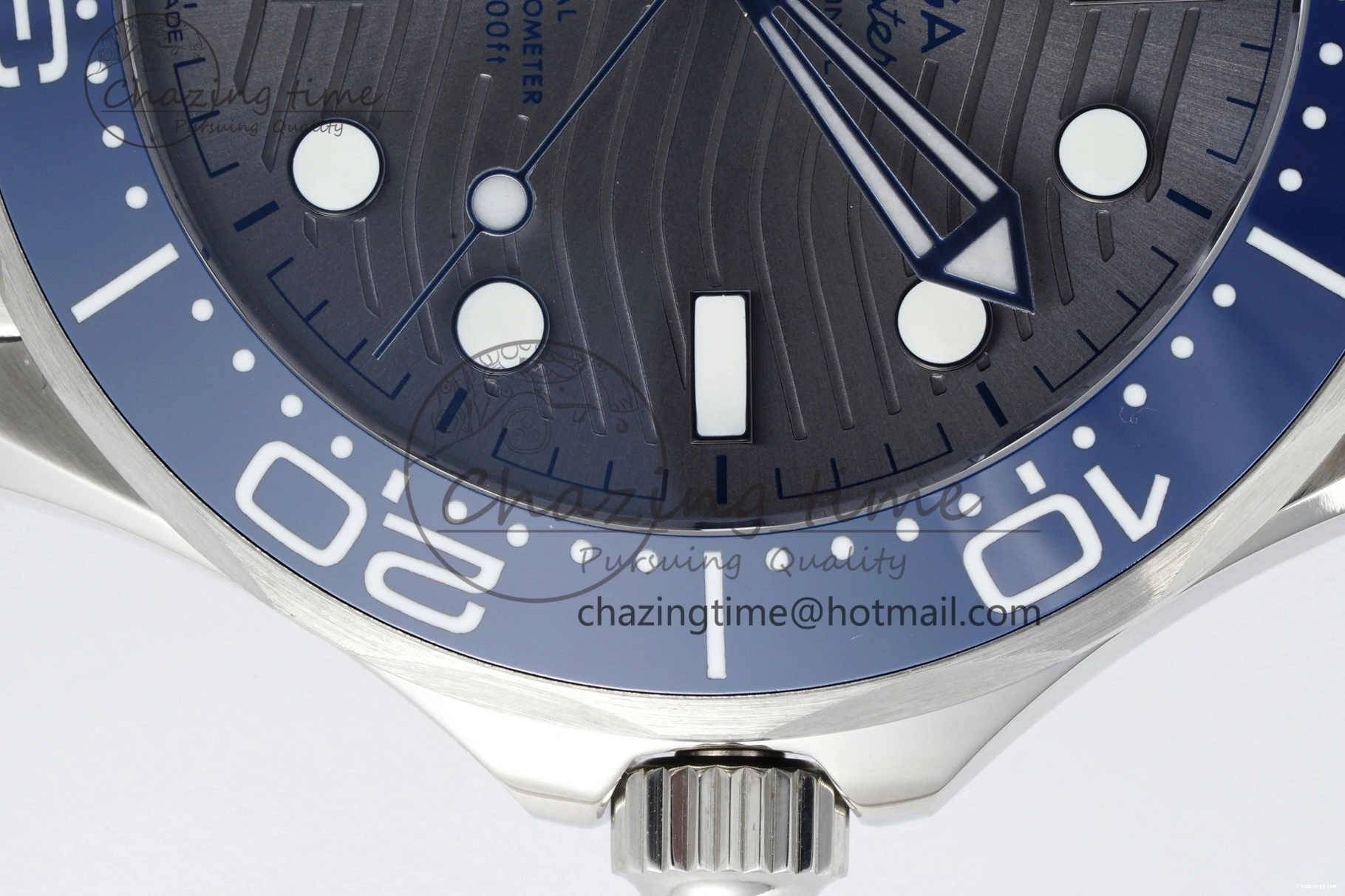 0310 Affordable Seamaster Diver 300M ZF 1:1 Best Edition Blue Ceramic Gray Dial on SS Bracelet A 7734